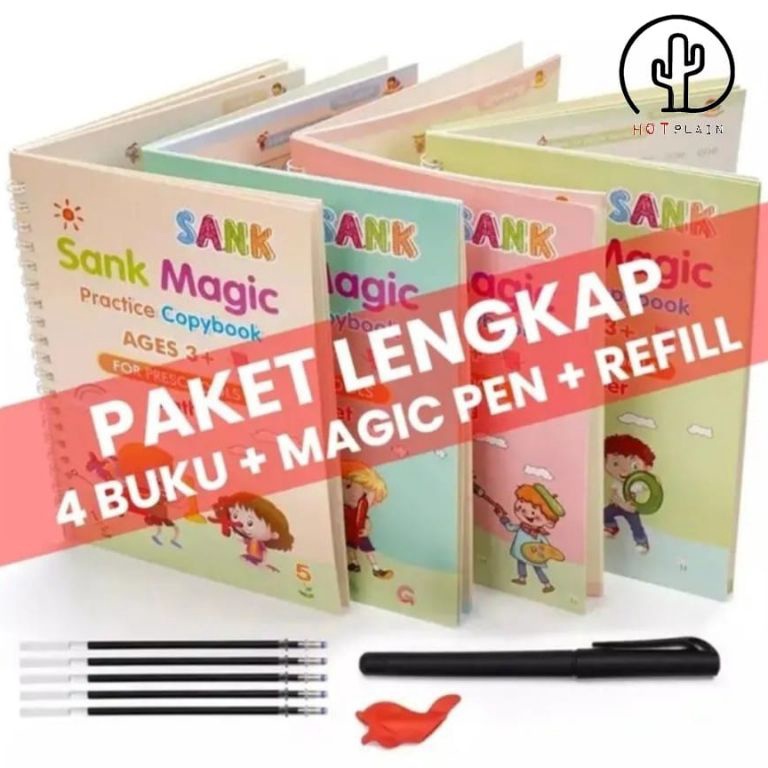 

ART E55Q sank book magic alfabet 1 set isi 4 buku pulpen Refill 5