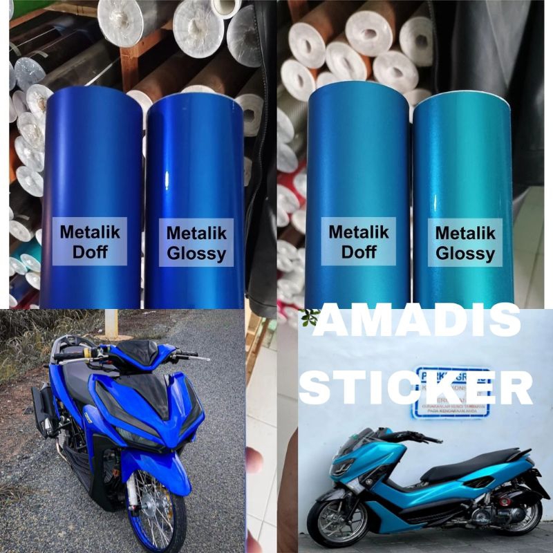Skotlet Biru Metalik Doff Glossy Scotlet Dop Gloss Metallic Satin Stiker Candy Paint Decal Motor Mob