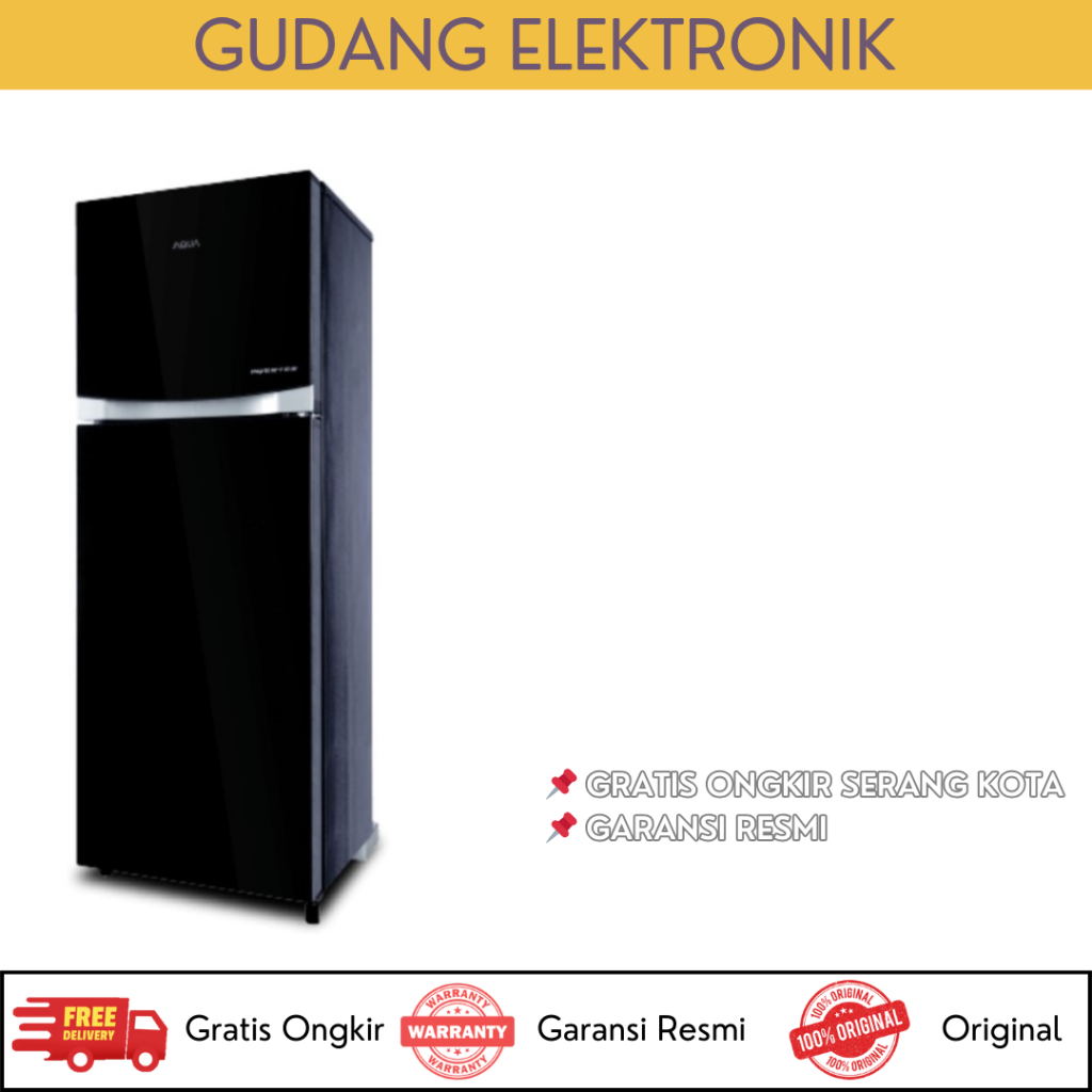 KULKAS AQUA 2 PINTU - AQR-D275R BK - INVERTER - FREE ONGKIR SERANG KOTA
