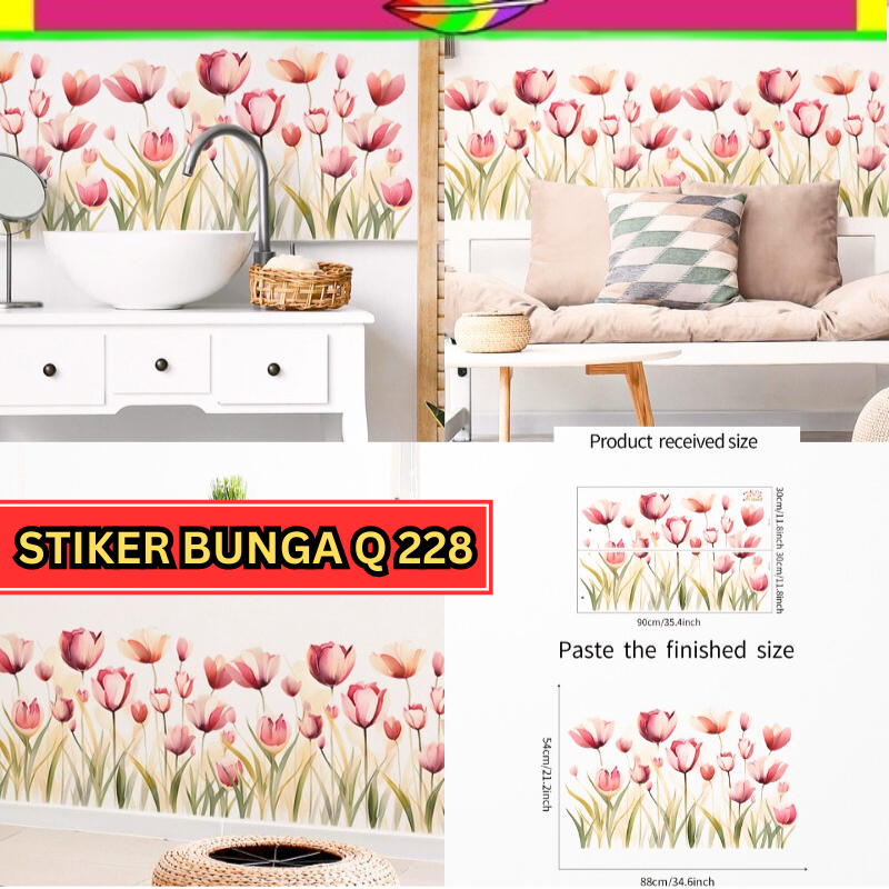 Wallsticker Wall Stiker Sticker Dinding Tembok Motif Pagar List Lis Border Bunga Pink Q 228 Lucu Hia