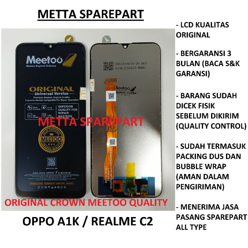 Original Crown Meetoo Quality LCD Touchscreen Oppo A1K / Realme C2