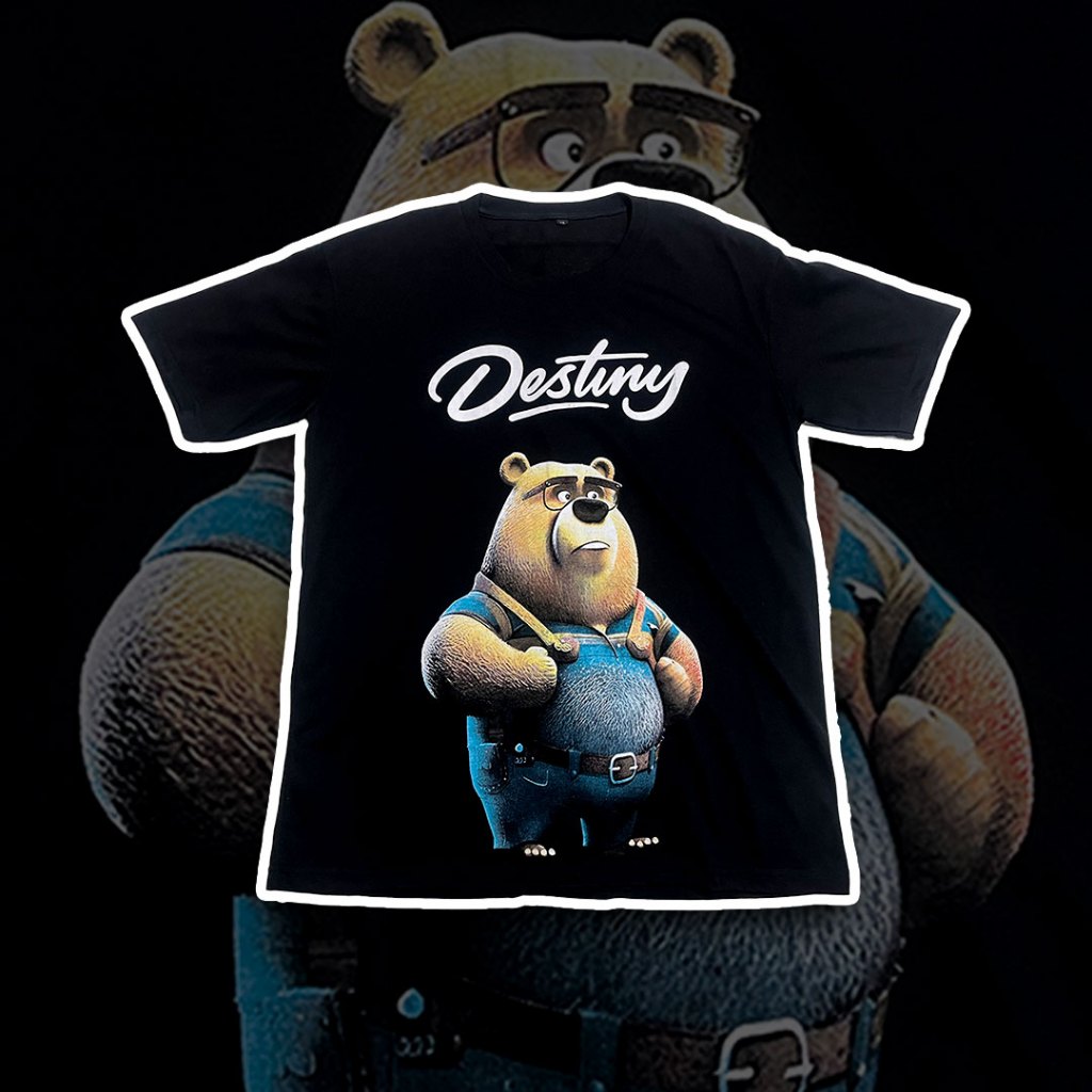 KAOS DISTRO PRIA BEAR DESTINY BERUANG HITAM BEAR