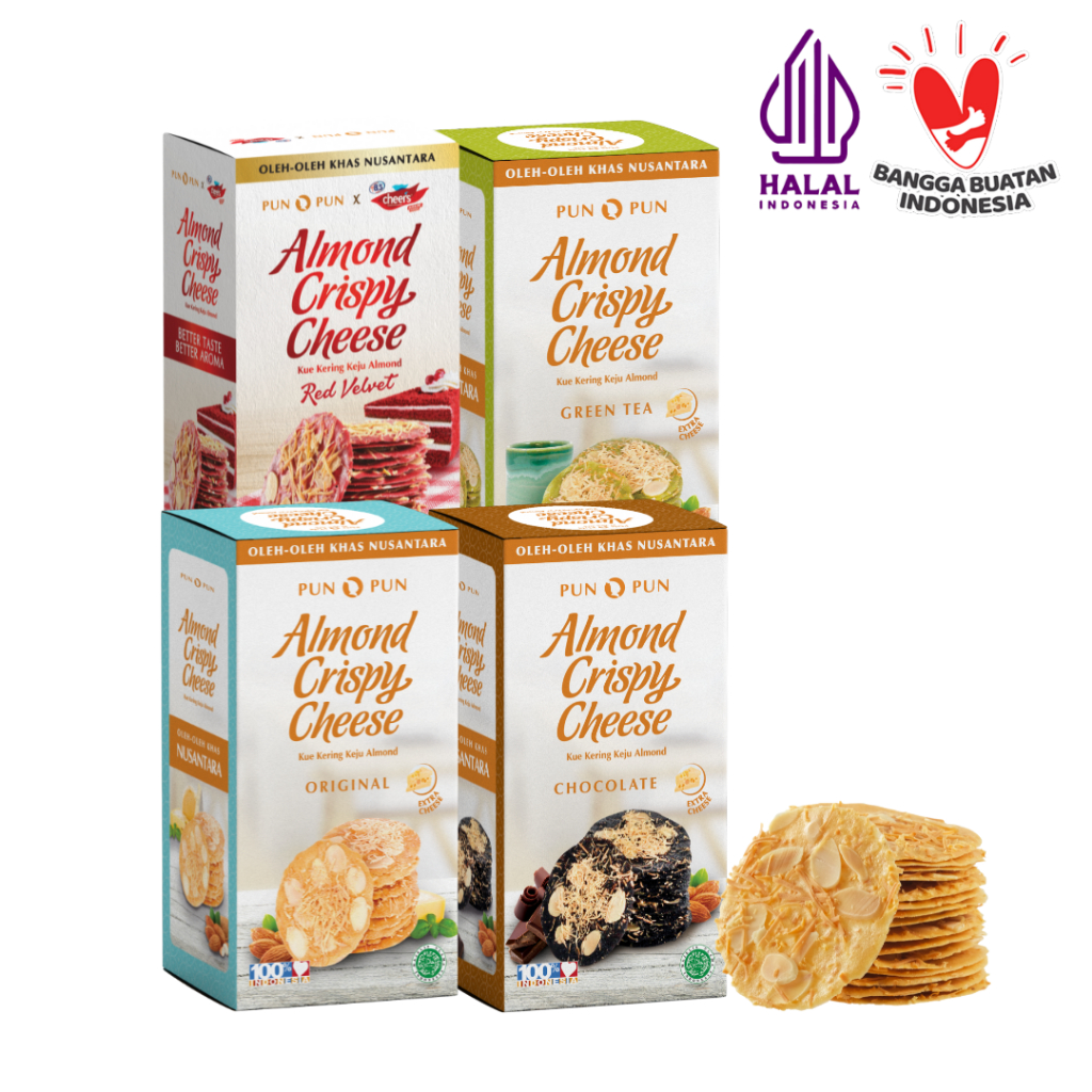 

Almond Crispy Cheese Bundle 4 Rasa ( Original, Chocolate, Greeentea, Red Velvet ) PUNPUN