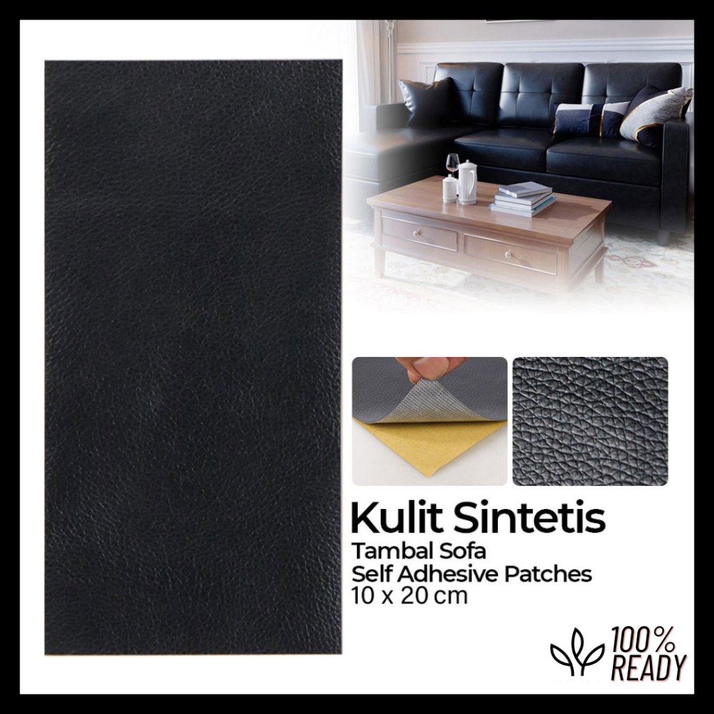 Stiker Kulit Tambal Sofa Jok Motor Jok Mobil / Kulit Sintetis Tambal Sofa Jok Motor Stiker - Hitam