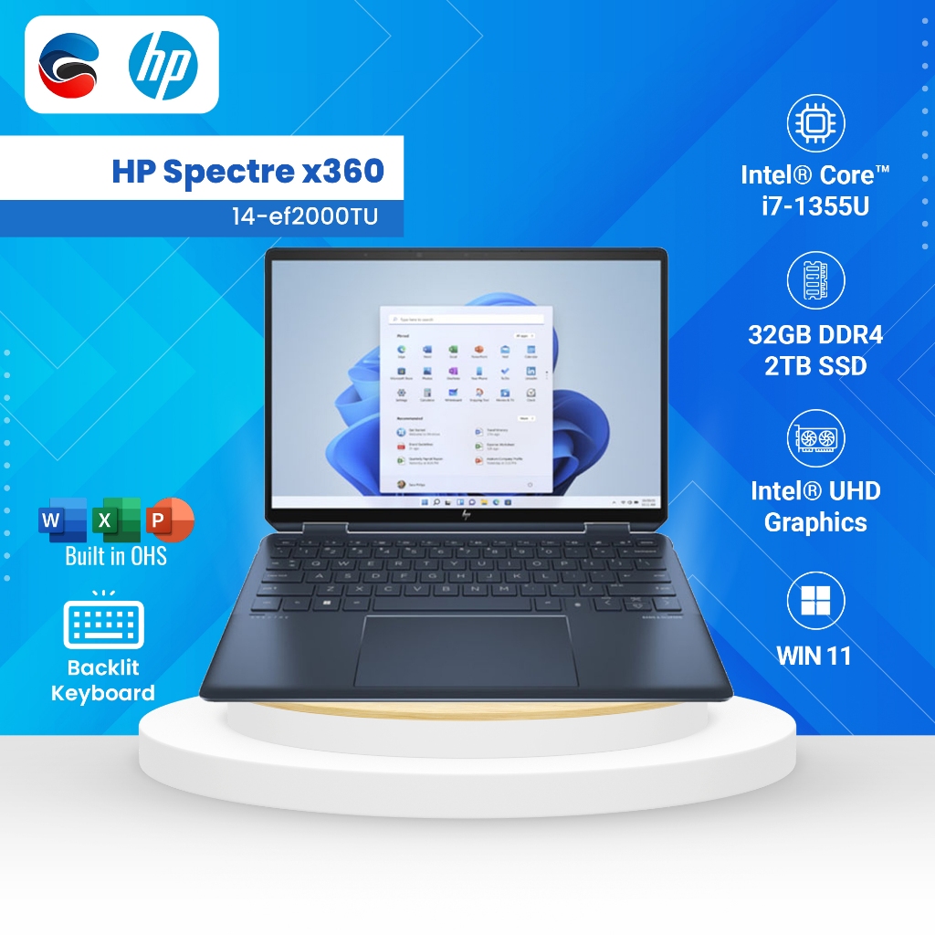 HP Laptop Spectre X360 14-EF2000TU Intel i7-1355U 32GB 2TB [7M4V5PA]