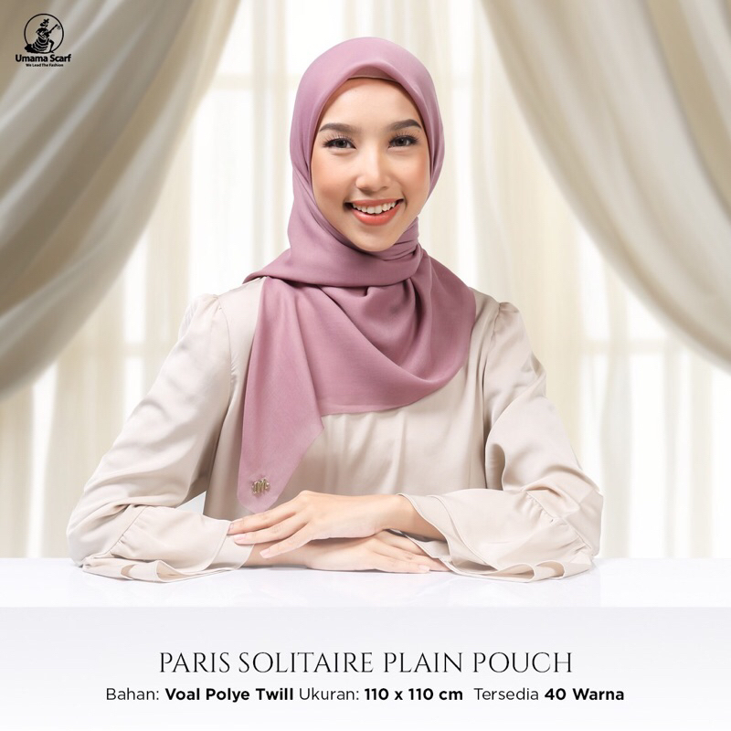 [Grosir 10pcs]Hijab Umama Paris Solitare Plain Pouch Logo Jilbab Segiempat Umama Polos Jilbab Terlar