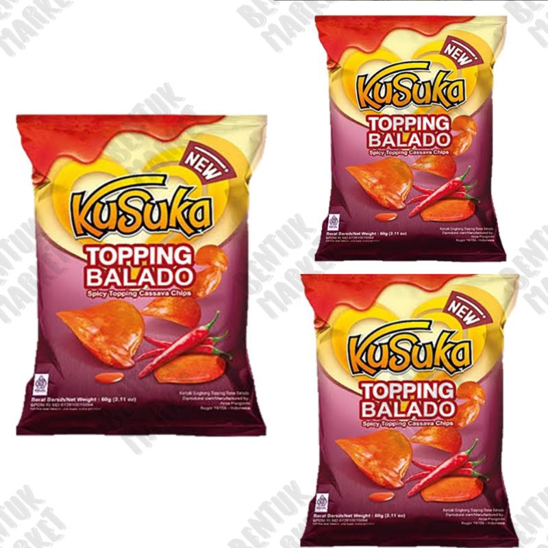 

KUSUKA Keripik Singkong Toping Balado 60gr / Keripik Singkong / Cemilan Instan