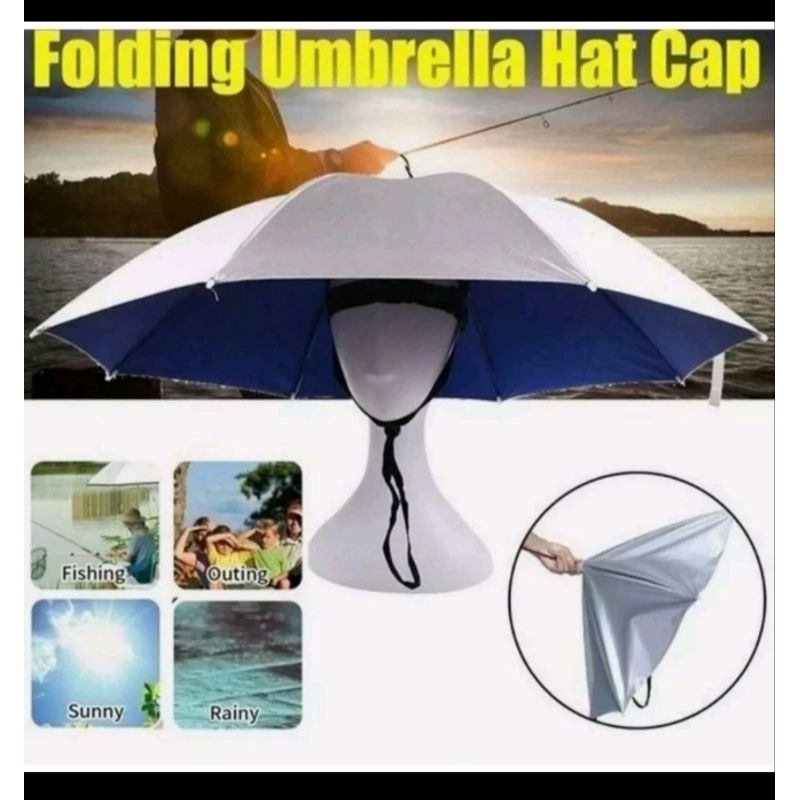 Payung topi ukuran Besar Diameter 80cm Single - Topi payung Mancing  Hiking Outdoor