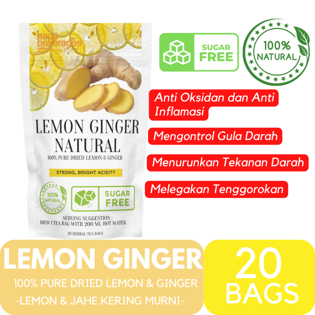 

TEH LEMON JAHE | LEMON GINGER TEA | TEH LEMON JAHE MURNI : 20 BAGS