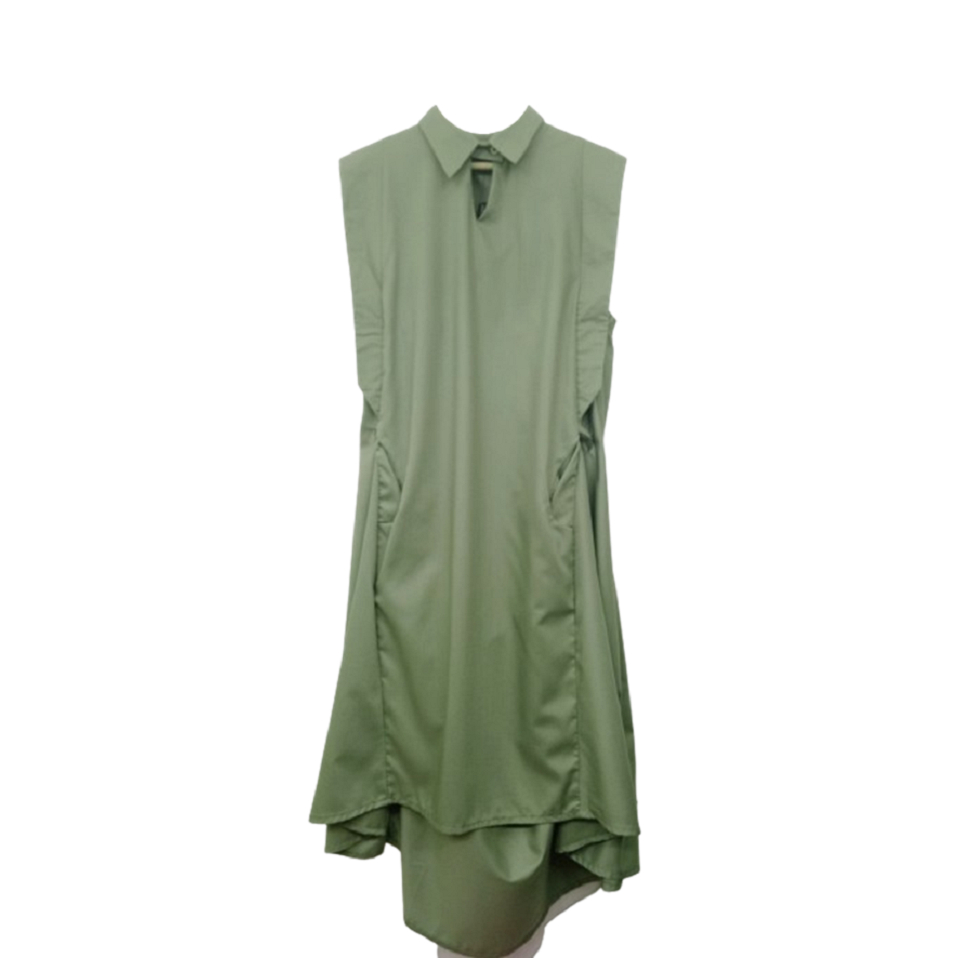 OLINE WORKROBE - SLEEVELESS MIDDY DRESS IN GREEN SAGE