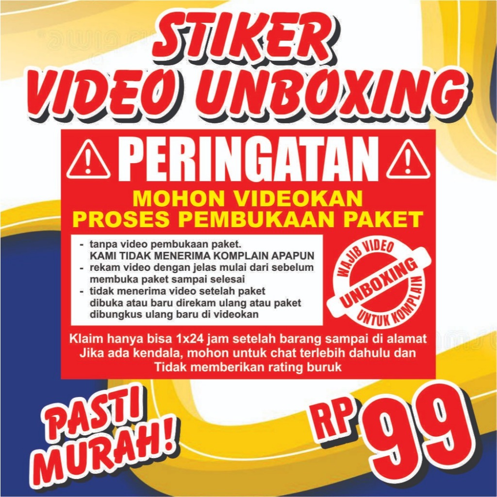 

Stiker Label Peringatan Buka Paket / Stiker Video Unboxing / Paket Pengiriman Olshop