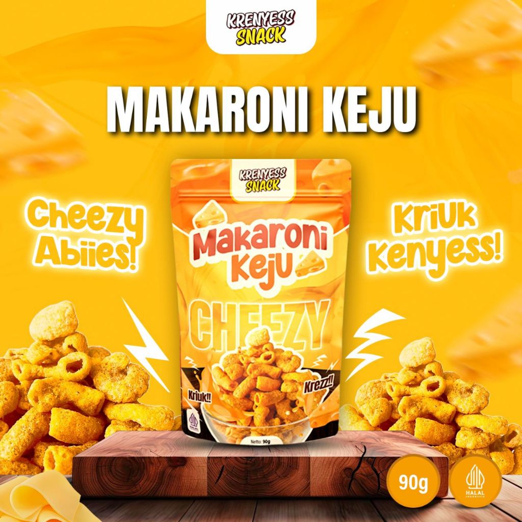 

Makaroni Gurih Renyah Rasa Keju Cheezy Premium Makaroni Krenyess Snack