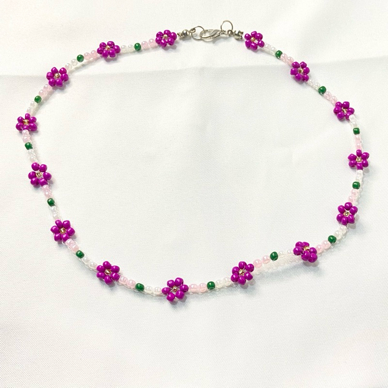 Kalung Beads Ungu /Flower Beads Necklace