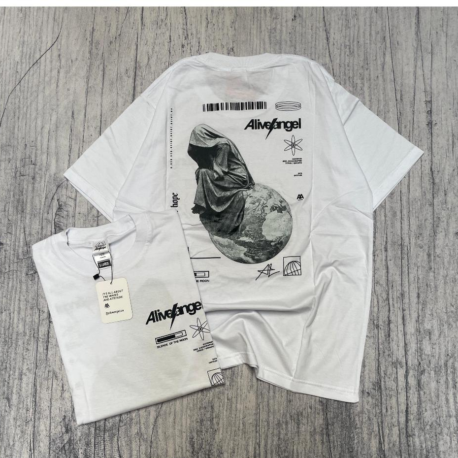 KOAS DISRO PRIA GAMBAR MOON PUTIH LENGAN PENDEK / BAJU ORIGINAL DISTRO / T-SHIRT STREETWEAR MOTIF MO