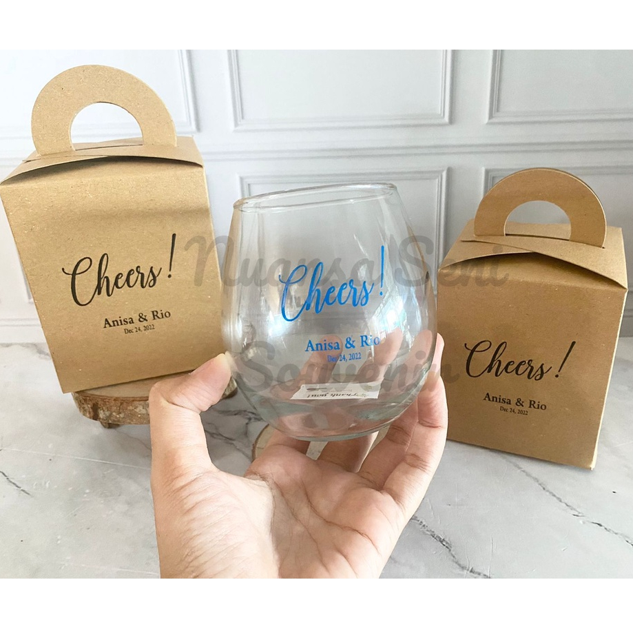 Souvenir Gelas Minum Wine 475ml Gelas Tuscany Mug Jus Kaca Bening Cangkir Sablon Kemas Box Sablon