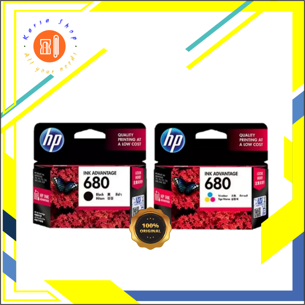 Tinta HP 680 Black - Tinta HP 680 Color Ink Cartridge - Original