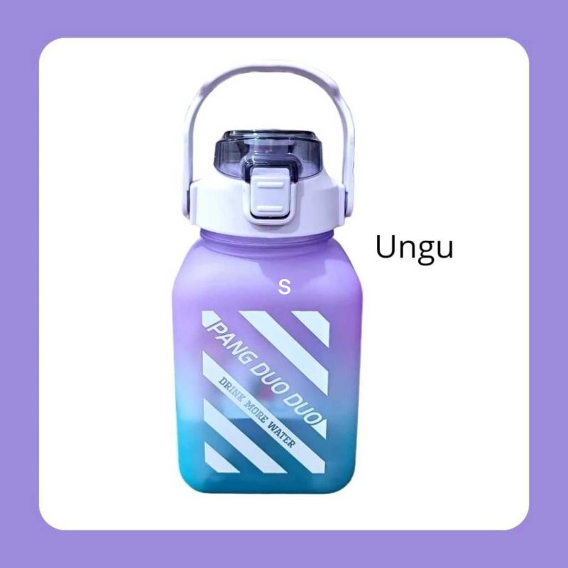 Botol minum kotak 1500 ml Botol minum viral Botol pelangi