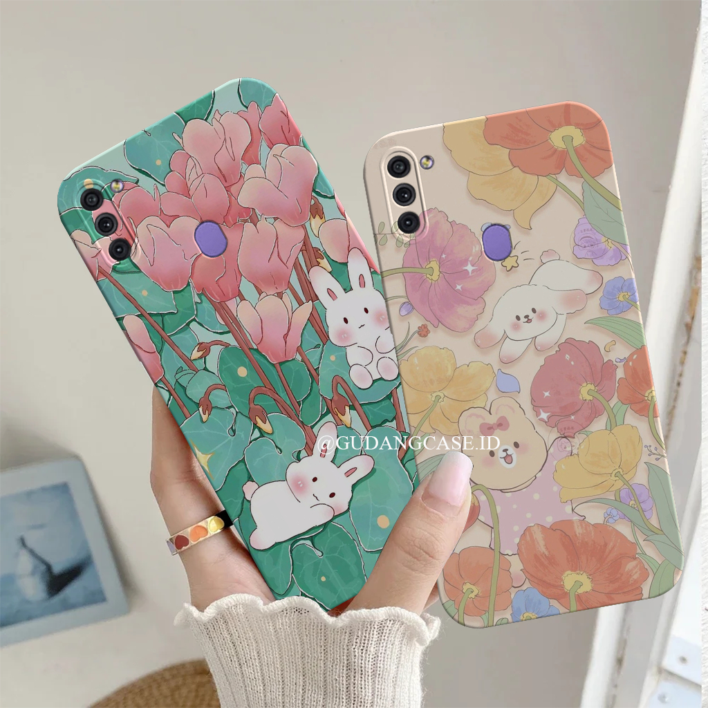 Cassing Samsung A11/M11 Motif Bunga Bear Case Pelindung Camera Tpu Lentur