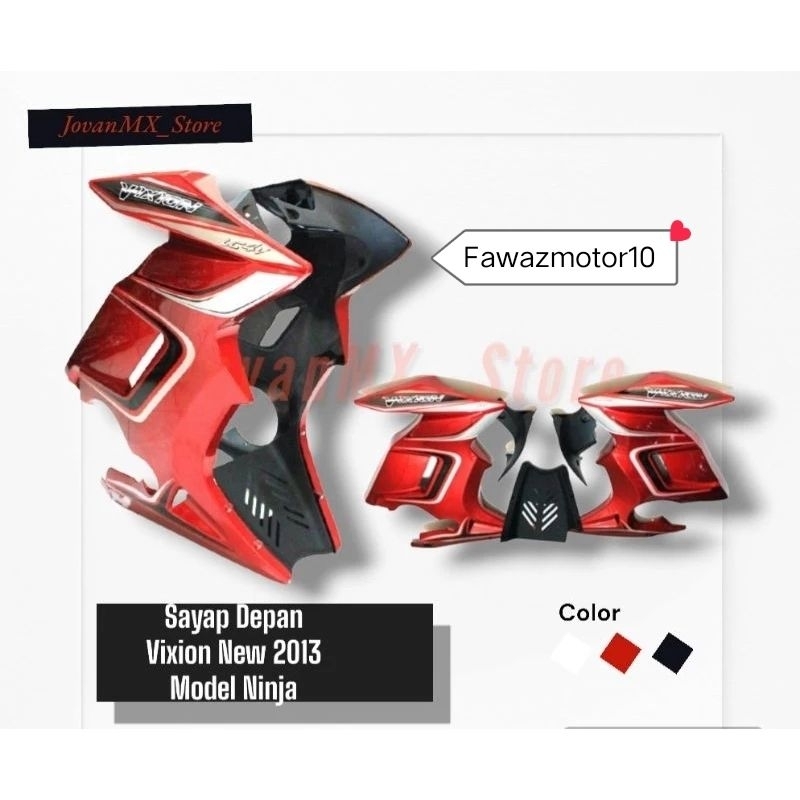 Half Fairing Sayap Depan fairing fering Vixion New 2013-2016 NVL NVA Merah Model Ninja 250 + Cover s