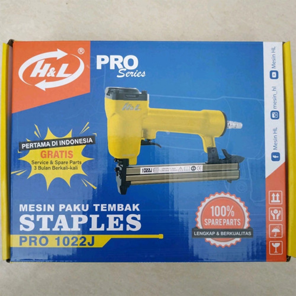 

H&L Air Nailer 1022J Mesin Paku Tembak Angin Kompresor Mata U Stapler 1022J Staples Angin Paku U Pasang Kulit Jok Banner Spanduk
