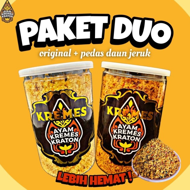 

Best Deal Ayam Kremes Kraton Paket DuoKremes Pedas Daun Jeruk Kremes Original