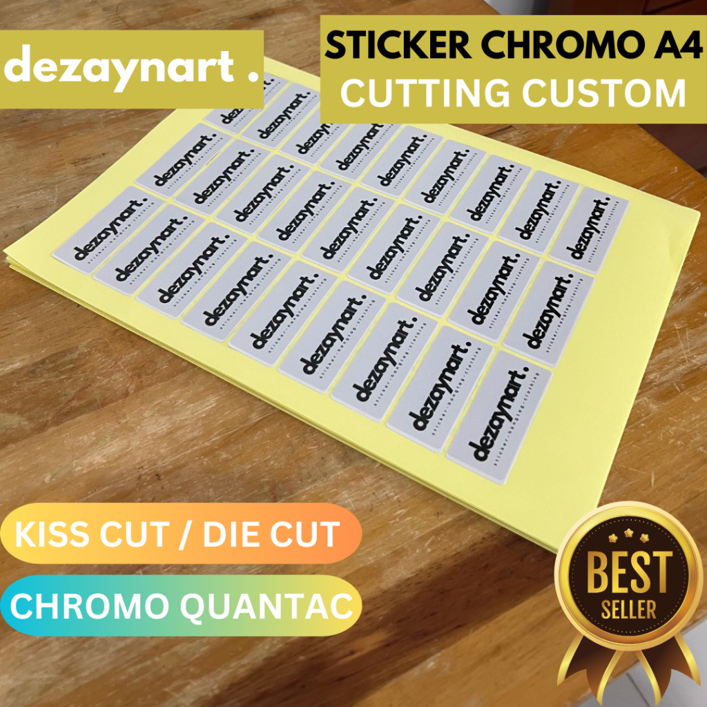 

Cetak Stiker Label Chromo Quantac A4+ Rounded Kiss Cut & Die Cut | Laminasi Glossy - GROSIR!