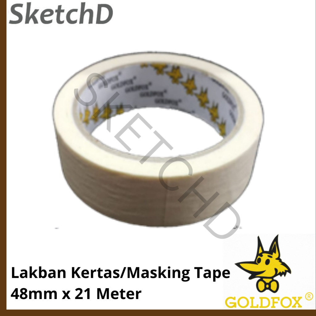 

Lakban Isolasi Kertas Gold fox 48 mm X 21 Meter Goldfox Paper Masking Tape 2 inci