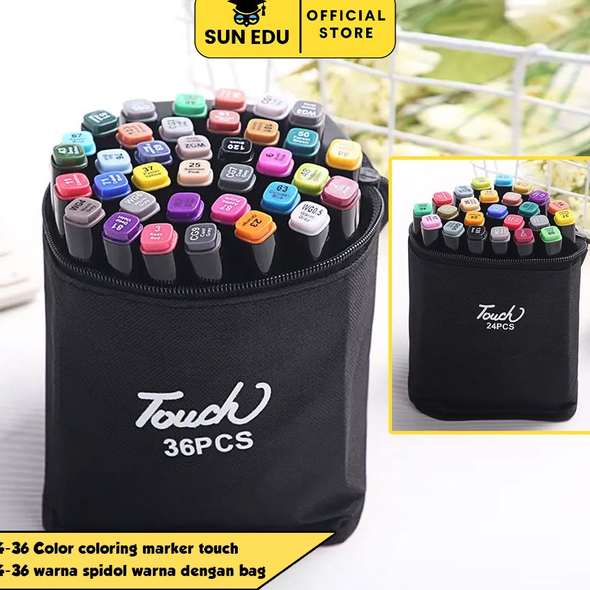 

KODE X5N9 2436 Color coloring marker touch 2436 warna spidol warna dengan bag Market set dual head