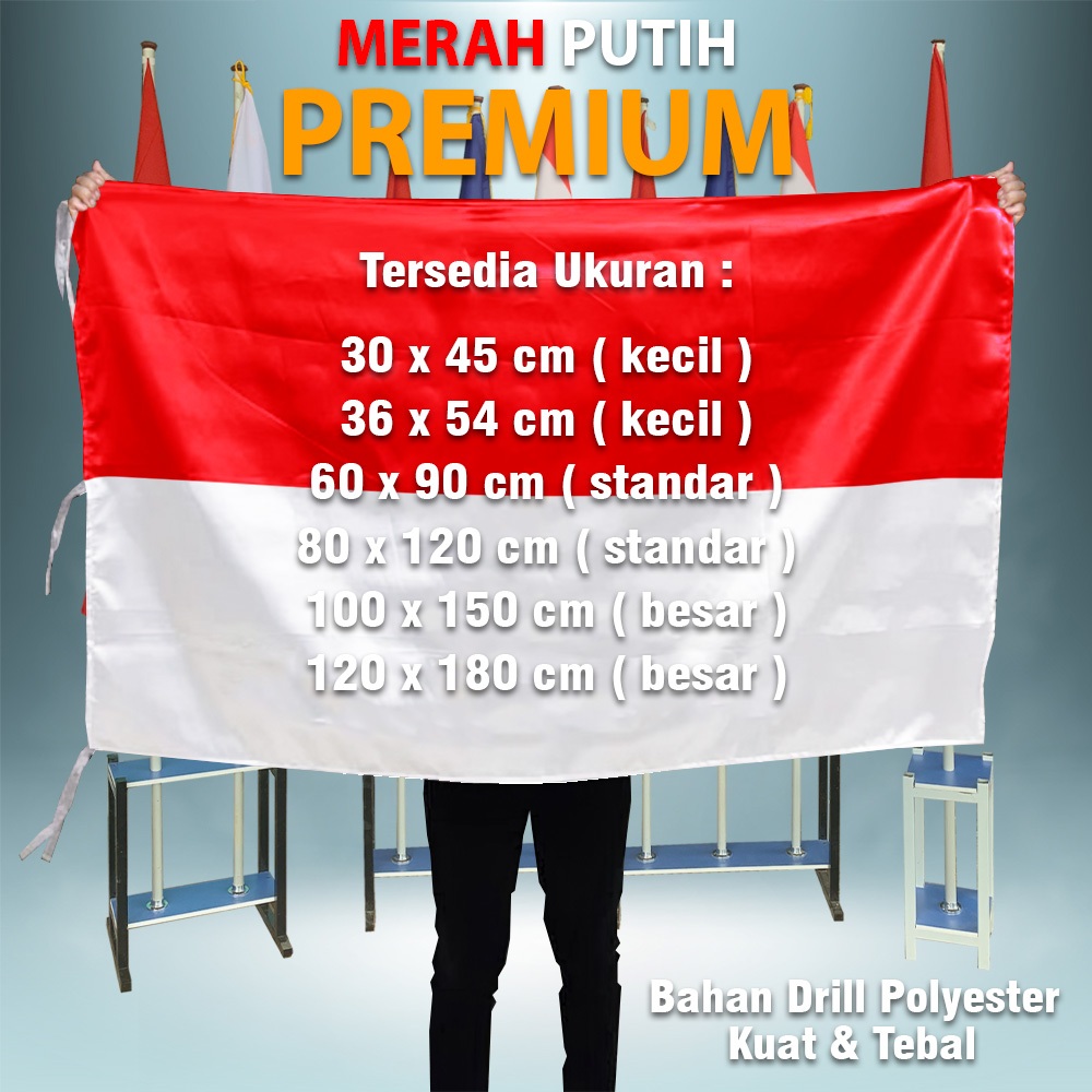 Bendera Merah Putih Indonesia Bahan Drill Polyester Ukuran Kecil sampai Besar 36 x 54 cm , 30 x 45