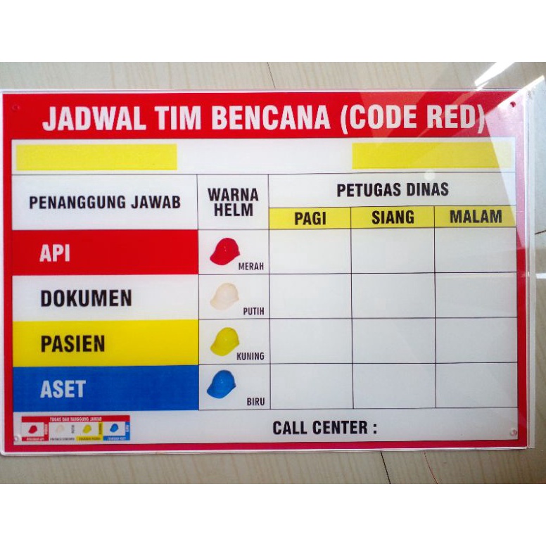 

ART S75N Papan Informasi Red Code Petugas Jaga Siaga Bencana