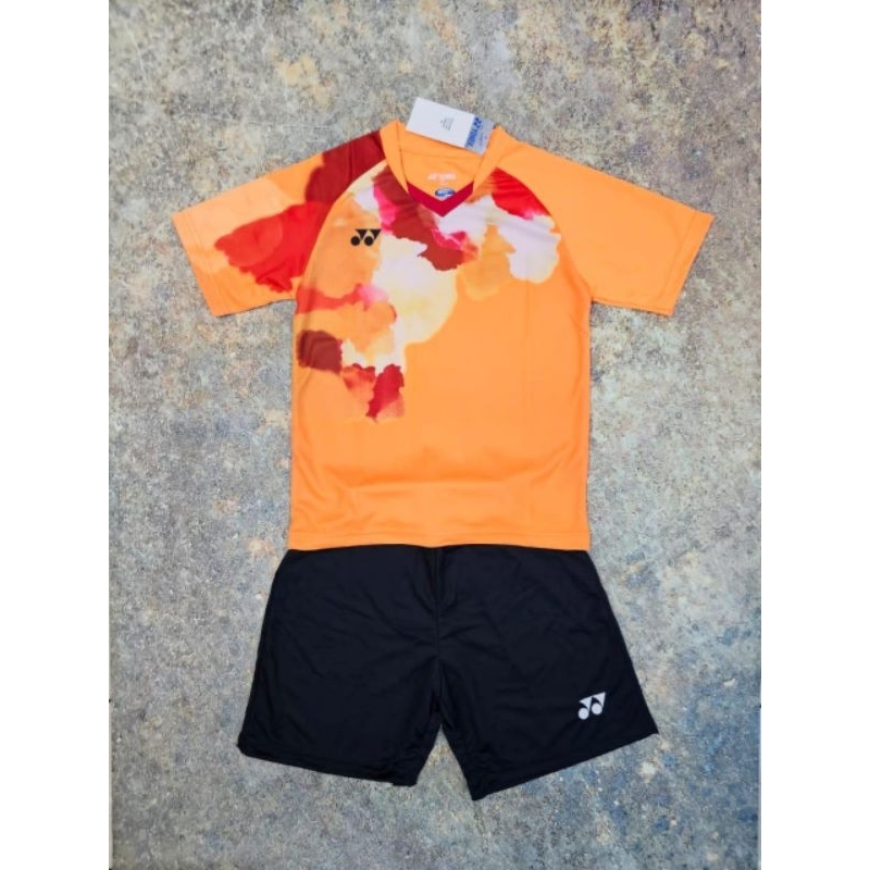 Warna Oren Hitam Setelan Jersy Anak Printing Badminton Bulu Tangkis Sepak Bola