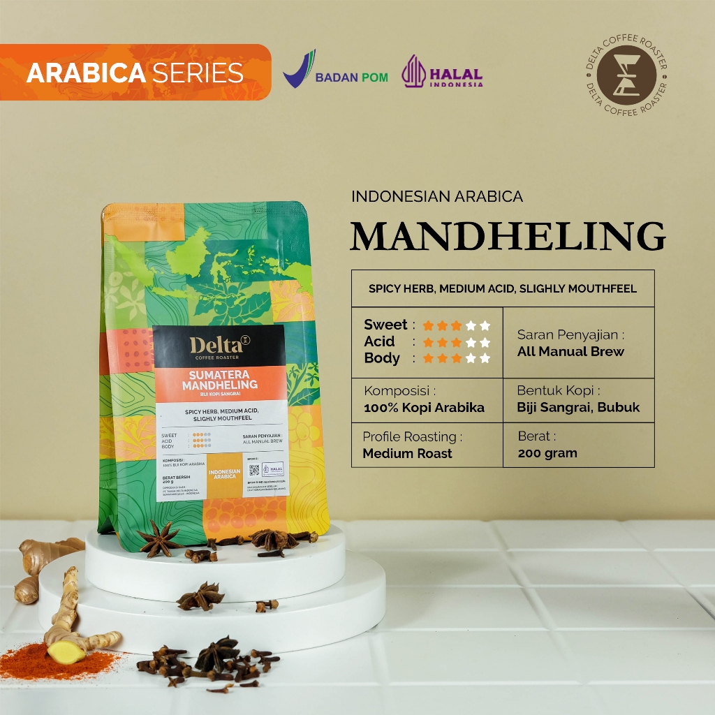 

Kopi Arabika Sumatera Mandheling 100% Kopi Asli - Medium Roast 200g