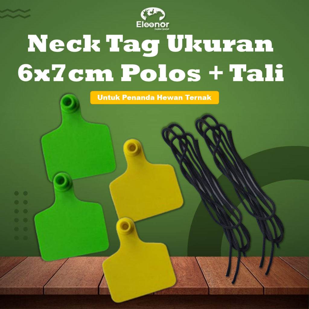 Neck Tag Kalung Sapi Kerbau Kambing Domba Babi Ukuran Large 6x7 cm Necktag Tali Polos