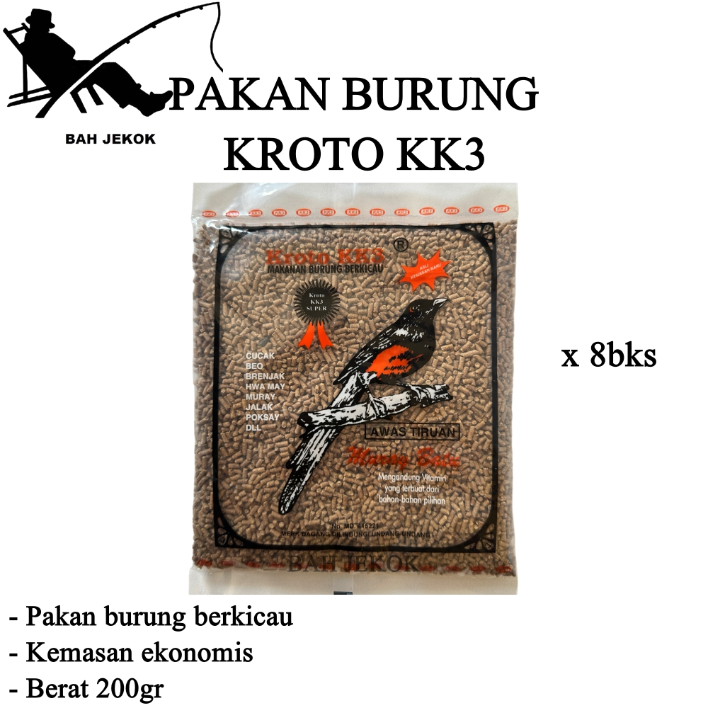 Pakan burung Kroto KK3 untuk semua jenis burung berkicau (8 bungkus)
