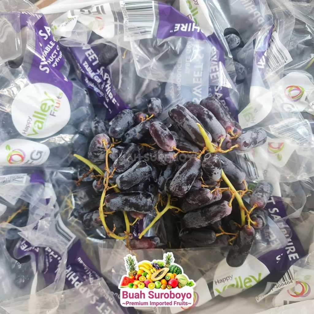 

Anggur Sweet Spahire/Anggur Hitam Panjang (Tanpa biji)