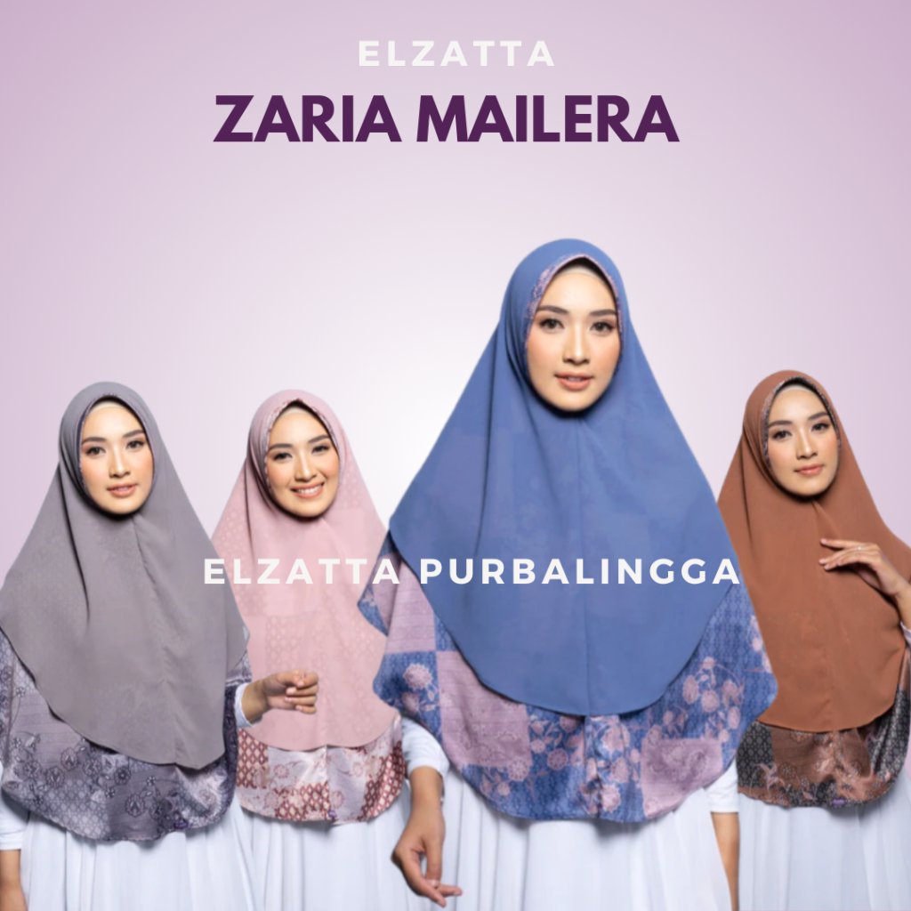 Elzatta Bergo Zaria Mailera Hijab Instan Bahan Satin Hiab Simple Motif
