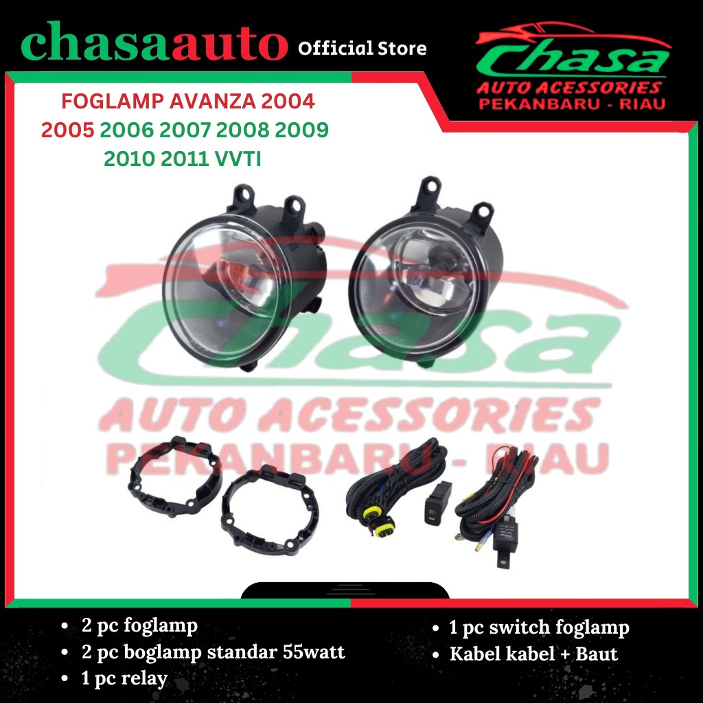 (CHASA) FOGLAMP AVANZA 2004 2005 2006 2007 2008 2009 2010 2011 VVTI COMPLETE LAMPU KABUT MOBIL
