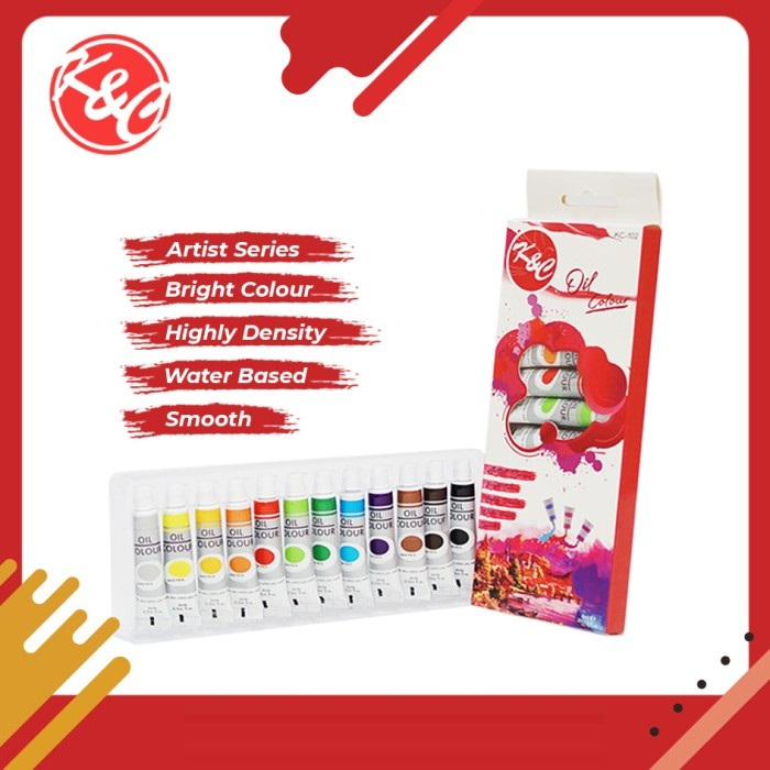 

Cat Minyak / Oil Colour Lukis K&C tube 6 ml 12 Warna