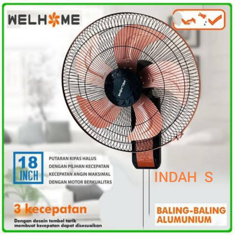 Kipas Angin Dinding WELHOME 18" Baling Besi / Wallfan Tornado Welhome 18"