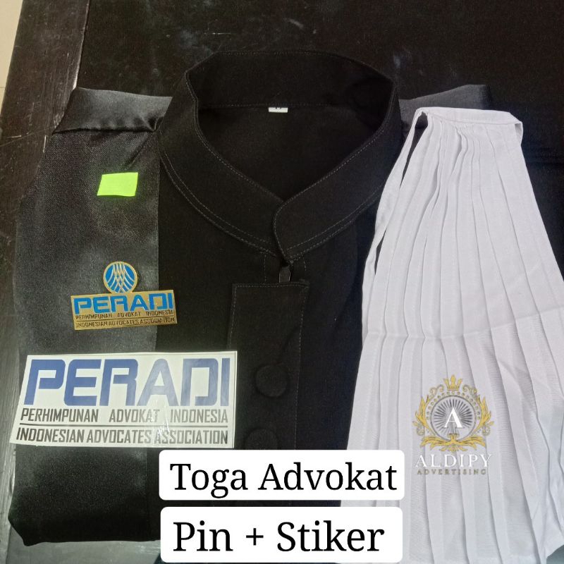 Toga Advokat Pengacara Jaksa Toga Lawyer Bahan Jet Black + Pin Peradi Oto Stiker Peradi Oto Ready St