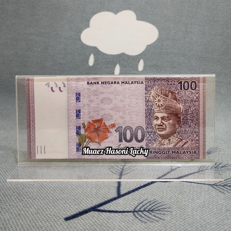 Akrilik Tempat Uang Pajangan Hiasan Malaysia 100 Ringgit