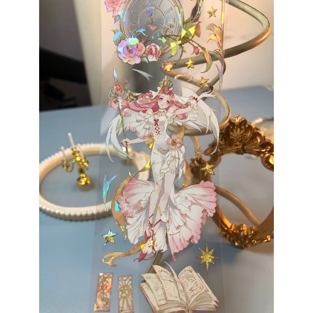 

(Kiricart) LAPUTA Pink Flower Girl PET Tape Scrapbook DIY Journal
