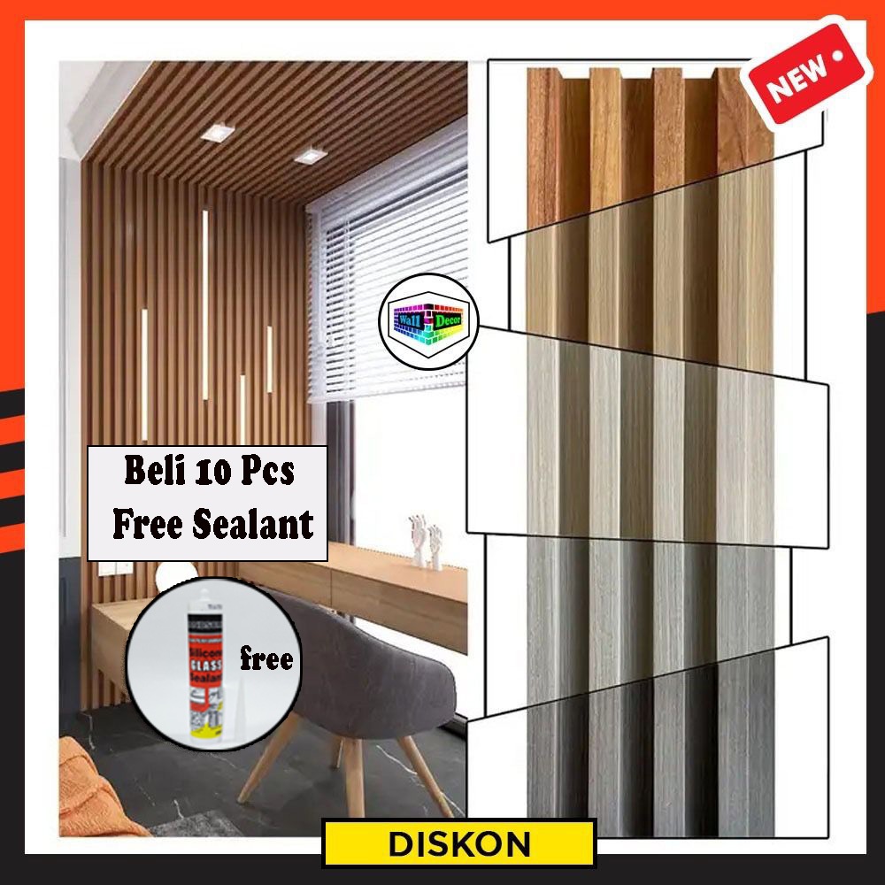 WD Wood Panel WPC Wall Panel Bahan PVC Motif Kayu Dinding Kisi Kisi Kayu Dekorasi Tembok