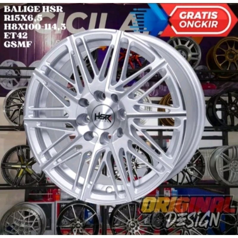 Paket Velg HSR BALIGE Ring 15 + Ban 185 65 R15 Free Ongkir