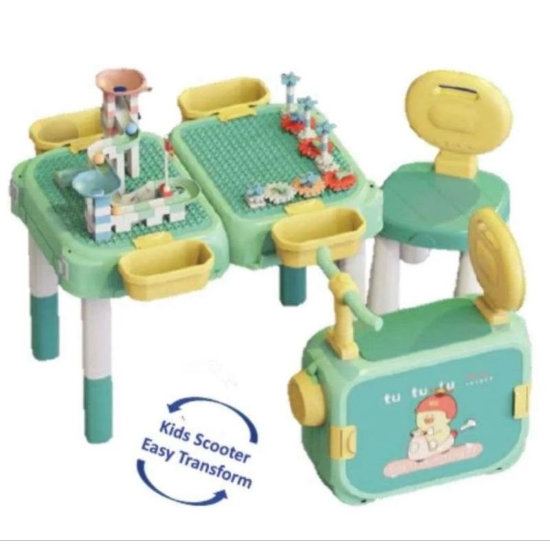 BRICKS KINGDOM ORIGINAL TOYS KINGDOM MEJA BRICKS 6in1 MULTIFUNGSI SCOOTER MULTIFUNCTION STUDY MAKAN 