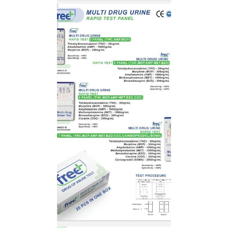 DRUG ABUSE TEST 3 PARAMETER isi 20/25 pcs FREE PLUS NAPZA KEMENKES EXPIRED PANJANG