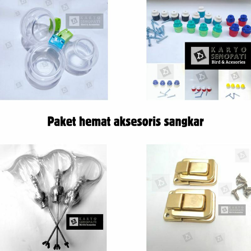 paket hemat aksesoris sangkar gantungan cungkok silver aksesoris sangkar kandang burung