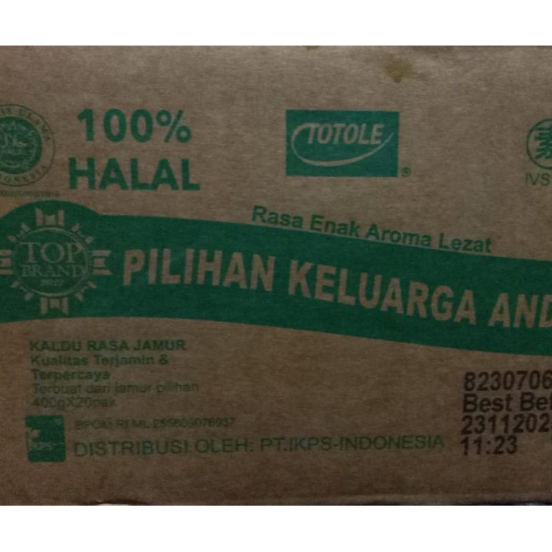 

Kaldu Jamur Totole 400 Gr x 20 Pcs per Dus