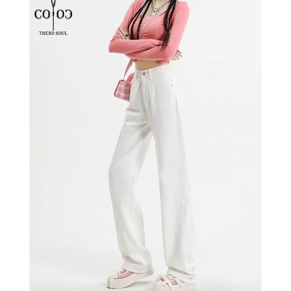 Direkomendasikan Coco Trend Soul Jeans  Putih Kulot Highwaist Jeans Wanita Korean Style