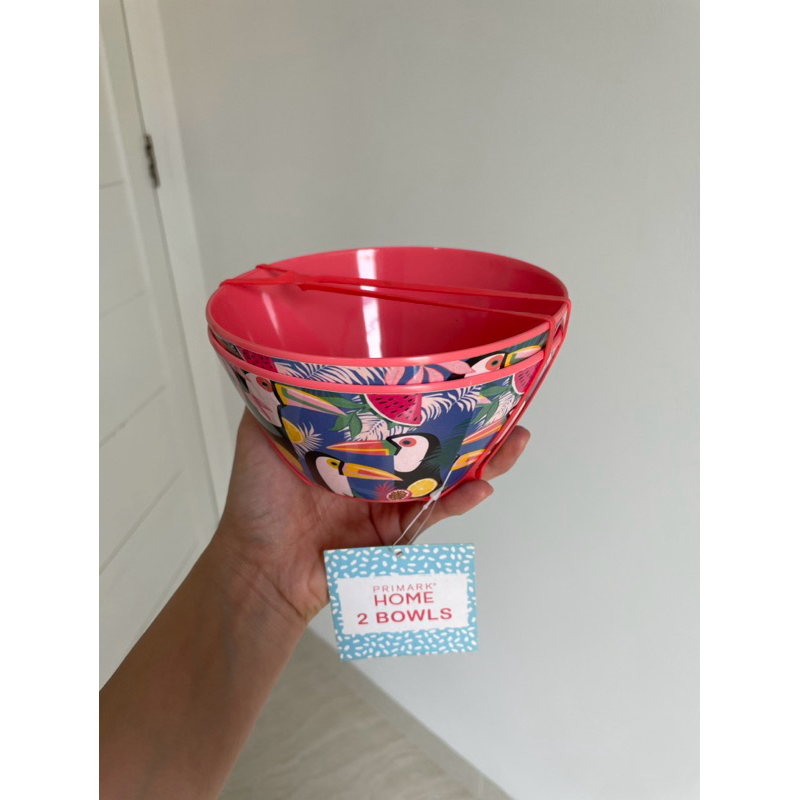 Primark Home 2 bowls / 2 set mangkok pink flamingo / mangkok lucu melamin / kado lucu